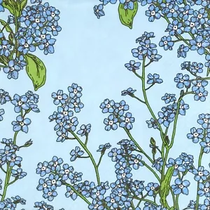 P903# 3 x Single Paper Napkins For Decoupage Blue Forget Me Not Flower Pattern - Picture 1 of 9