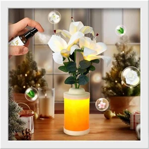 Lily Flower Table Lamp,Artificial Flowers Touch Lamp Night Light for White-lily - Picture 1 of 6