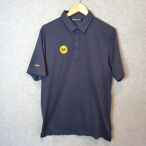 Travis Matthew Shirt Men's Med M Vintage Indigo/Black Polo Short Sleeve