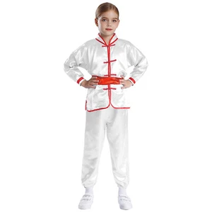 Boys Girls Kung Fu Suit Unisex Set Comfortable Outfit Long Sleeve Tops Tai Chi - Picture 1 of 64