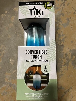BRAND NEW TIKI  Convertible Torch 69-in / 54-in Blue Glass Garden Torch - Image 1 of 3