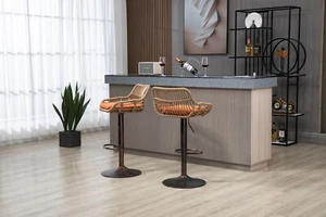 COOLMORE Swivel Bar Stools Set of 2, Adjustable Counter Height with Footrest - Picture 1 of 12