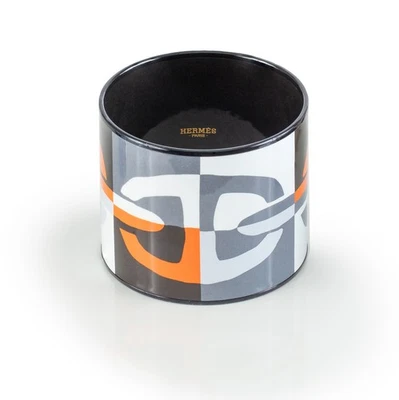 Auténtico. Pulsera Brazalete HERMES Óptica Chaine D Ancre - PVD Naranja Negro Blanco NUEVO Foto 1 de 4