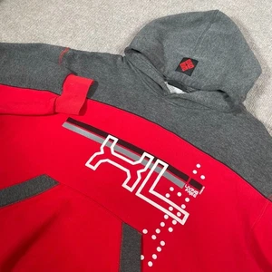 Vintage Y2K No Boundaries Hoodie Sweatshirt Mens Sz Large Red Grey Skate Grunge - Picture 1 of 8