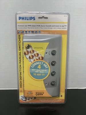 NEW Philips PH61148 High Definition Manual Switcher 4 Way Silver Sealed - Image 1 of 4