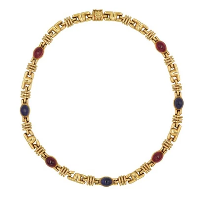 Bulgari Parentesi Gemstone Necklace 18K Yellow Gold Iolite Tourmaline ~17.9ctw - Image 1 of 4