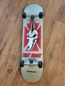 VTG 2001 SILVER Birdhouse Tony Hawk Skateboard Deck Skate Rare OG Trucks Wheels - Picture 1 of 18