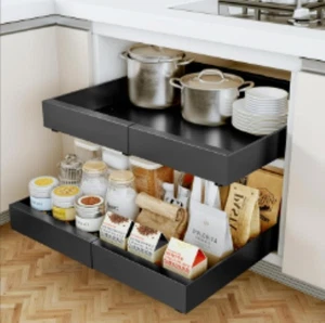 Black Under Cabinet Pull-Out Storage Organizer Rack 2 pc - Picture 1 of 7