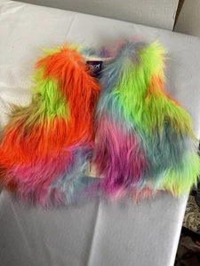 JEM and The Holograms Fluffy Furry Rainbow Youth Vest Size Small 6-6X Costume - Picture 1 of 13