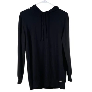 Catherine Malandrino Sweater Womens Large Black Hooded Long Sleeve Knit - Picture 1 of 6