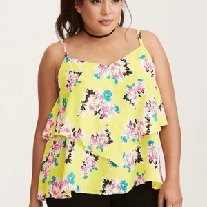 Torrid limettenfarbenes Cami-Tanktop mit Blumendruck Größe 2X - Bild 1 von 5