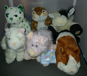 Webkinz Lot Of 6 With One Code- Pig, Clover Cat, Chipmunk, Guinea Pig Plush - Picture 1 of 14