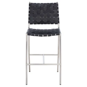 SAFAVIEH Olenna Woven Counter Stool | Black / Silver | - Picture 1 of 10