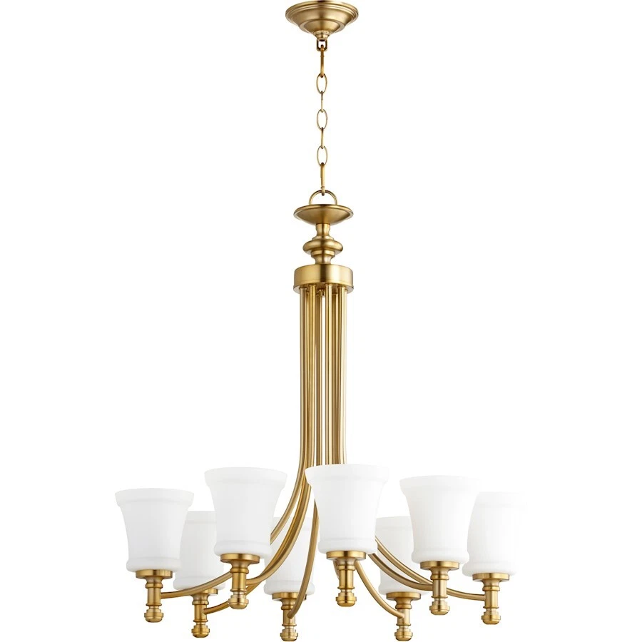 Quorum Rossington 8 Light 27' Chandelier, Aged Brass - 6122-8-80 - Image 1 of 1