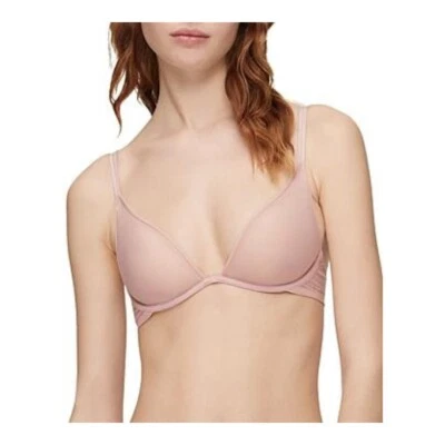 Calvin Klein Sheer Marquisette Unlined Plunge Bra Women's 32D Subdued Adjustable - Image 1 of 4