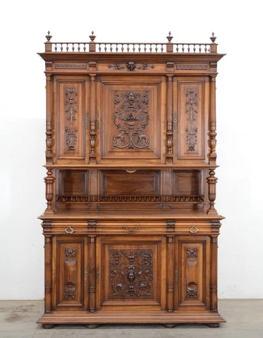 Large Antique French Renaissance Carved Sideboard Buffet Cabinet Cover