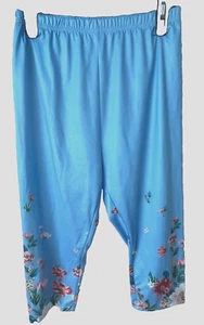 Romantic Blue & Floral Print Leggings - Adult Size Large - Picture 1 of 2