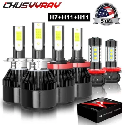 For Land Rover LR2 LR4 2010 2011 2012 2013 2014 2015 LED Headlight Fog Bulbs Kit - Image 1 of 4