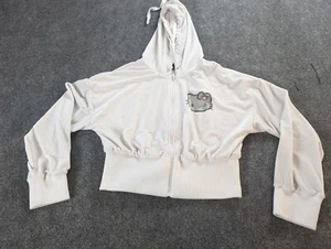 Hello Kitty Forever 21 Womens L White Velour Jacket Crop Rhinestone Hoodie - Picture 1 of 10