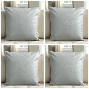 Set of 4 -Cushon Covers Icy Blue Cream Pale Damask 18X18" 45x45cm Decorative - Picture 1 of 10