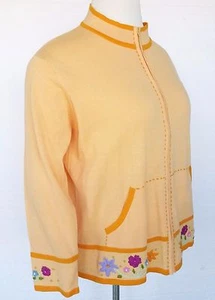 Storybook Knits Sweater Jacket NEW Cardigan Orange Embroidered Flowers Womens 1X - Picture 1 of 11