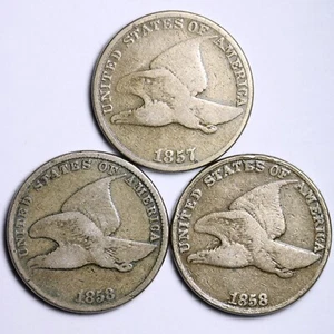 1857, 58-SL & 58-LL FLYING EAGLE LOT 3 COIN SHORT SET G/VG FREE SHIPPING - Picture 1 of 2