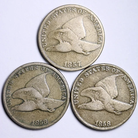 1857, 58-SL & 58-LL FLYING EAGLE LOT 3 COIN SHORT SET G/VG FREE SHIPPING Cover