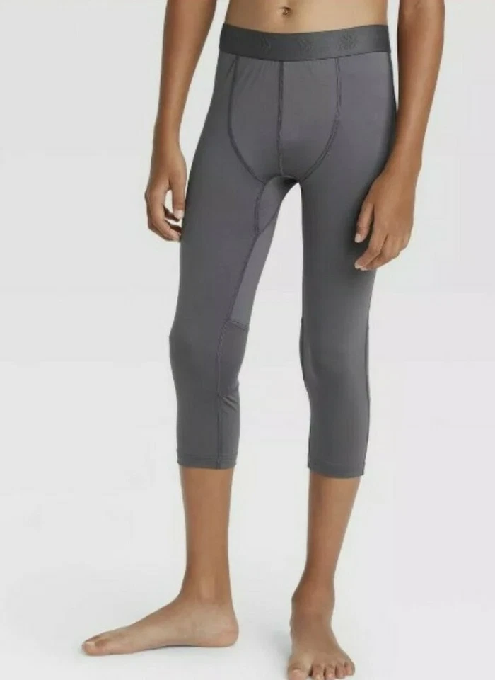NWT Boys 3/4 Fitted Performance Tights All in Motion Gray Size XSmall - Image 1 of 3
