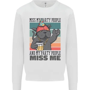 Funny Cat Miss My Party People Alcohol Beer Kids Sweatshirt Jumper - Picture 1 of 82