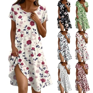 Locker Sitzendes Kleid Damenbekleidung Atmungsaktive Prints Kurzärmelige Kleider - Bild 1 von 21