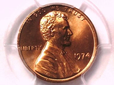 1974 P Lincoln Memorial Cent PCGS MS 66 RD 83676330 - Image 1 of 3