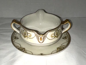 Haviland Limoges (Francia) "EUGENIE" BARCO DE SALSA con placa base adjunta - Imagen 1 de 5
