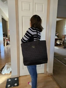 MICHAEL KORS Black Neoprene MK Tote Laptop Handbag Purse - Picture 1 of 9