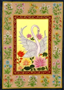 Indian Swan Bird Finest Handmade Decorative Miniature Unique Paper Painting - Picture 1 of 3