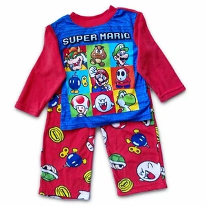 Super Mario Boys Size 4 Blue & Red 2 Piece Pajama Sleep Set Fleece PJ's Nintendo - Picture 1 of 6