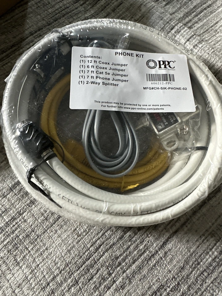 PPC Phone Kit, Coax, Cat 5e, Phone Jumper, 2-way Splitter #CH-SIK-PHONE-02 - Image 1 of 2
