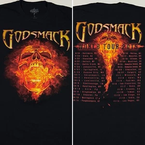 Adult Medium Godsmack World Tour 2015 T-Shirt Black Double-Sided Flaming Skull M - Picture 1 of 7