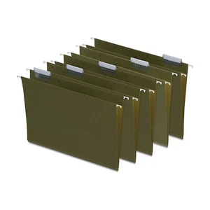 Staples Hanging File Folders 5-Tab Letter Standard Green 50/Box - Picture 1 of 11