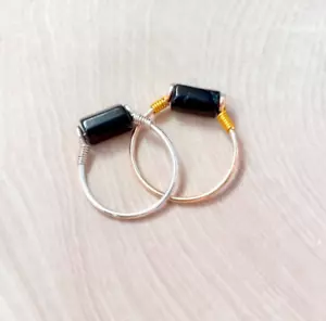 Tourmaline Ring, Handmade Wire Wrap, Gold, Silver, Confident, Grounding, Protect - Picture 1 of 5