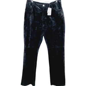 Chicos Pants Black Leather  Straight Leg flat Front Size 2 - Picture 1 of 10