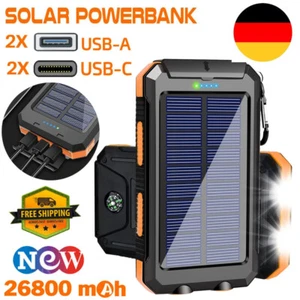 26800mAh Solar Power BankTragbar Externer Batterie Ladegerät für alle Handy DE - Bild 1 von 24