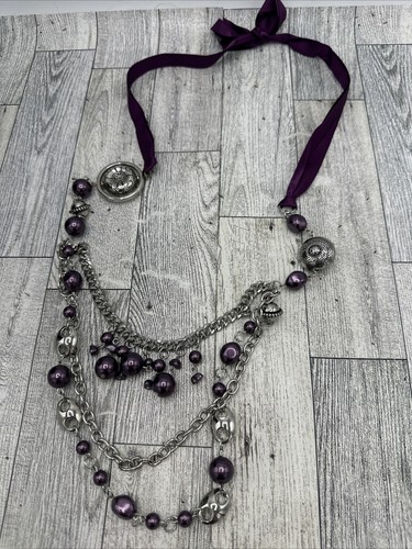 VETEMENTS Paparazzi Tutte le Passamanerie Nastro Viola Costume Gioielli Collana Nastro Lungo