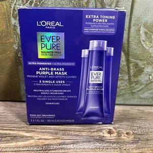 L’Oreal EverPure Anti Brass Purple Mask Rinse Out Treatments 1 Fl Oz 3 Uses - Picture 1 of 6