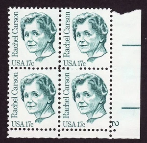 Scott #1857 Rachel Carson Plate Block of 4 Stamps - MNH P#2 LR - Picture 1 of 2