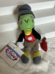Jiminy Cricket Mini Bean Bag Plush Disney Store From Pinocchio Jiminy w Tags 8" - Picture 1 of 11