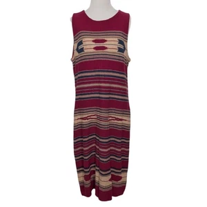 Lauren Ralph Lauren Southwestern Dress Womens Size XL Red Cotton Linen Shift - Picture 1 of 11