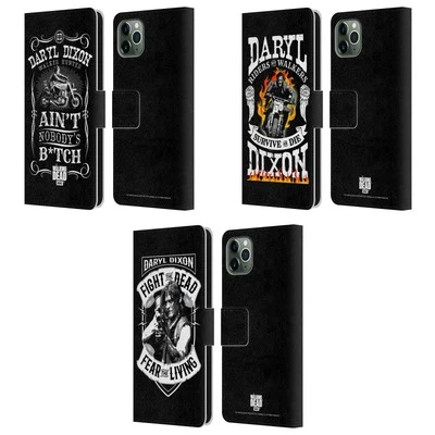THE WALKING DEAD DARYL DIXON BIKER ART LEATHER BOOK CASE FOR APPLE iPHONE PHONES - Image 1 of 4
