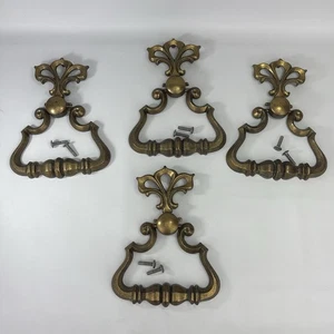 Rare LARGE KBC N-379 6, N-379 7 Lot of 4 Brass Drawer Pulls 2-piece 6.5”X5” - Picture 1 of 9
