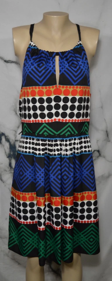 Vestido Vaina TRINA TURK Negro Multicolor Forma Estudio Chazz Halter 12 Forrado Foto 1 de 4