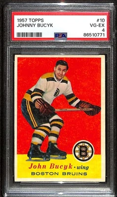 1957 Topps #10 Johnny Bucyk HOF RC PSA 4 VGEX C101067 - Image 1 of 3